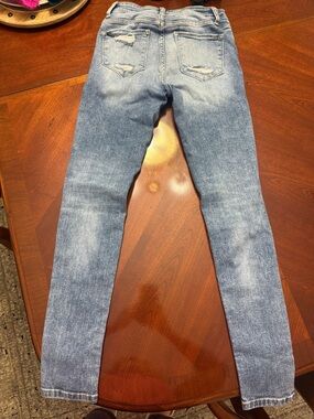 Flying Monkey Women's Skinny Jeans - Light Blue Distressed Back Pockets